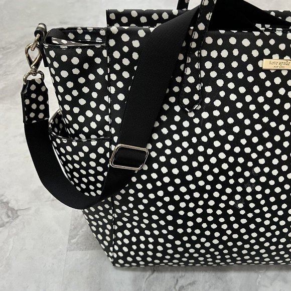 Kate Spade Baby Diaper Bag Black Polka Dot Kaylie Changing Pad Shoulder Strap - Picture 6 of 16
